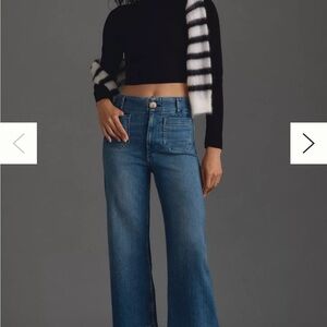 The Colette Cropped High-Rise Wide-Leg Jeans by Maeve EUC size 28